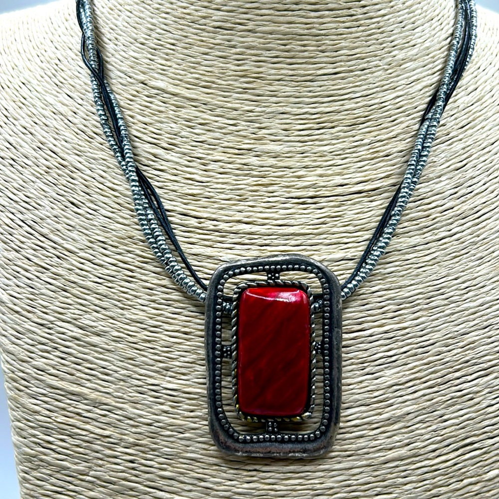 Chico’s south western style necklace red center stone boho chic mix media